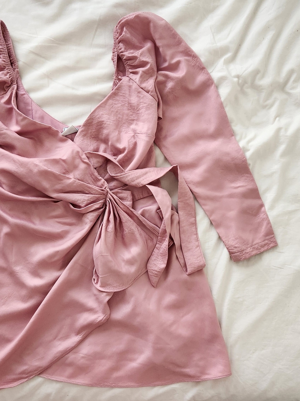 Silky Dusty Rose Tie-Front Dress
